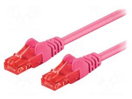 Patch cord | U/UTP | 6 | stranded | CCA | PVC | pink | 0.25m | 24AWG