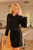 Suknelė Kostiumėlis juodas su sijonu kasdienai iš tampraus trikotažo Mirale