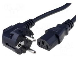 Cable | CEE 7/7 (E/F) plug angled,IEC C13 female | 2.5m | black