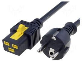 Cable | CEE 7/7 (E/F) plug,IEC C19 female | 2m | with locking | PVC