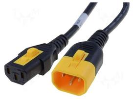 Cable | IEC C13 female,IEC C14 male | 2m | with locking | black | PVC