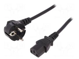 Cable | CEE 7/7 (E/F) plug angled,IEC C13 female | 5m | black | 10A