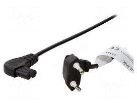 Cable | CEE 7/16 (C) plug angled,IEC C7 female angled | 0.75m