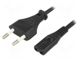 Cable | CEE 7/16 (C) plug,IEC C7 female | 1.5m | Sockets: 1 | black