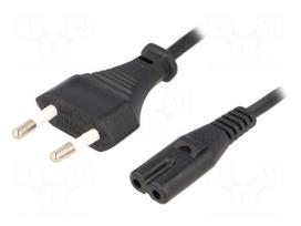 Cable | CEE 7/16 (C) plug,IEC C7 female | 3m | Sockets: 1 | black | PVC