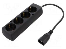 Cable | IEC C14 male,CEE 7/3 (F) socket | 0.3m | Sockets: 4 | black