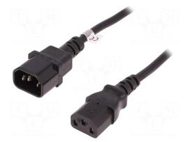 Cable | IEC C13 female,IEC C14 male | 1.8m | black | 3x0,75mm2 | 10A
