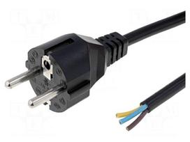 Cable | CEE 7/7 (E/F) plug,wires | 1.8m | black | PVC | 3x1mm2 | 16A