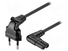 Cable | CEE 7/16 (C) plug angled,IEC C7 female angled | 300mm
