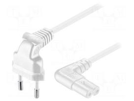 Cable | CEE 7/16 (C) plug angled,IEC C7 female angled | 3m | white