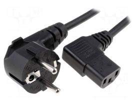 Cable | CEE 7/7 (E/F) plug angled,IEC C13 female 90° | 1m | black