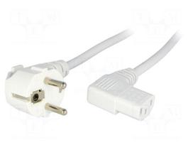 Cable | CEE 7/7 (E/F) plug angled,IEC C13 female 90° | 2.5m | PVC