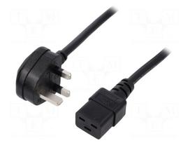 Cable | BS 1363 (G) plug,IEC C19 female | 5m | black | PVC | 3x1,5mm2