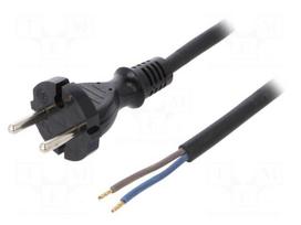 Cable | CEE 7/17 (C) plug,wires | 4.5m | black | rubber | 2x1,5mm2 | 16A