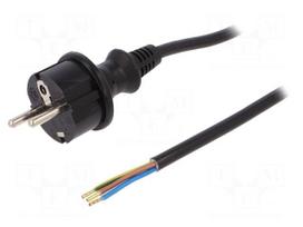 Cable | SCHUKO plug,CEE 7/7 (E/F) plug,wires | 2m | black | PVC | 16A