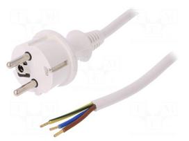 Cable | SCHUKO plug,CEE 7/7 (E/F) plug,wires | 5m | white | PVC | 16A