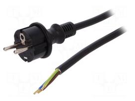 Cable | SCHUKO plug,CEE 7/7 (E/F) plug,wires | 3m | black | PVC | 16A