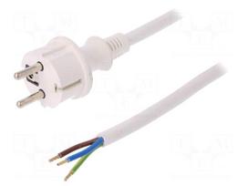 Cable | SCHUKO plug,CEE 7/7 (E/F) plug,wires | 4m | white | PVC | 16A