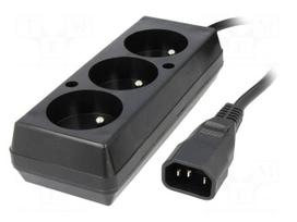Cable | CEE 7/5 (E) socket,IEC C14 male | 0.3m | Sockets: 3 | black