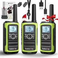 Radioddity vaikų racija PMR446, 16 kanalų, 5 km nuotolis, 2000 mAh baterija, VOX, žalia, PR-T8
