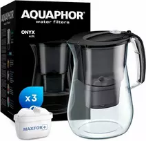AQUAPHOR vandens filtravimo ąsotis, 4,2 l talpa, Tritan medžiaga, su 3 MAXFOR+ filtrais, Onyx