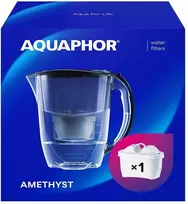 AQUAPHOR Ametyst vandens filtravimo ąsotis, 2,8 l talpa, MaxFOR+ filtras, plastikas, juodas