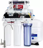 iSpring atvirkštinio osmoso vandens filtravimo sistema po kriaukle 100 GPD, UV ir šarminė remineralizacija RCC1UP-AK