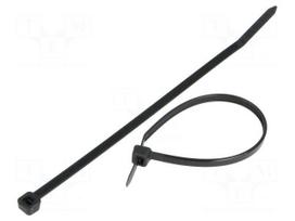 Cable tie | L: 200mm | W: 3.6mm | polyamide | 180N | black | Ømax: 53mm