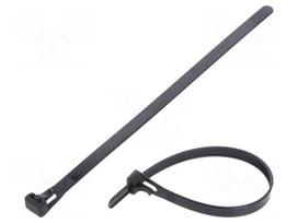 Cable tie | multi use | L: 200mm | W: 7.6mm | polyamide | 222N | black