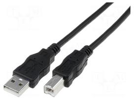 Cable | USB 2.0 | USB A plug,USB B plug | nickel plated | 0.5m | black