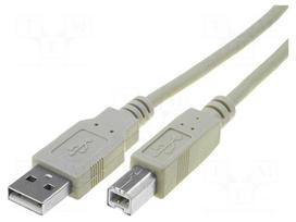 Cable | USB 2.0 | USB A plug,USB B plug | nickel plated | 1.8m | grey