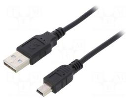Cable | USB 2.0 | USB A plug,USB B mini plug | nickel plated | 1m