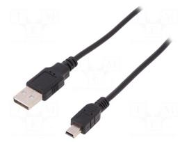 Cable | USB 2.0 | USB A plug,USB B mini plug | nickel plated | 1.8m