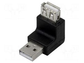 Adapter | USB 2.0 | USB A plug,USB A socket (angle) | Colour: black