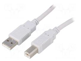 Cable | USB 2.0 | USB A plug,USB B plug | 1.8m | grey | Core: CCA