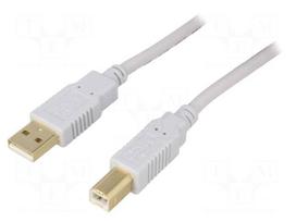 Cable | USB 2.0 | USB A plug,USB B plug | gold-plated | 1.8m | grey