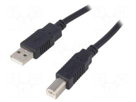 Cable | USB 2.0 | USB A plug,USB B plug | 0.5m | black | Core: Cu