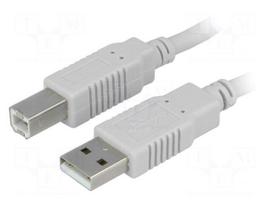 Cable | USB 2.0 | USB A plug,USB B plug | 1.8m | grey | Core: Cu