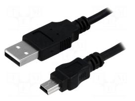 Cable | USB 2.0 | USB A plug,USB B mini plug | nickel plated | 1.8m