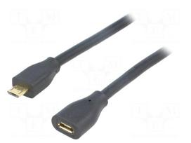 Cable | USB 2.0 | USB B micro plug,USB B micro socket | 0.5m | black