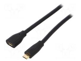 Cable | USB 2.0 | USB B micro plug,USB B micro socket | 2m | black
