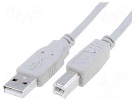 Cable | USB 2.0 | USB A plug,USB B plug | nickel plated | 1.8m | grey
