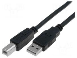 Cable | USB 2.0 | USB A plug,USB B plug | nickel plated | 1.8m | black