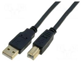 Cable | USB 2.0 | USB A plug,USB B plug | gold-plated | 1.8m | black