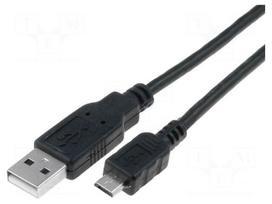 Cable | USB 2.0 | USB A plug,USB B micro plug | 0.8m | black