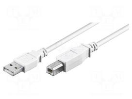 Cable | USB 2.0 | USB A plug,USB B plug | 1m | white | 480Mbps