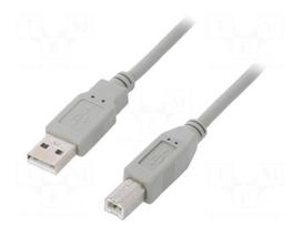 Cable | USB 2.0 | USB A plug,USB B plug | 1m | grey