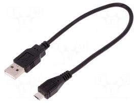 Cable | USB 2.0 | USB A plug,USB B socket | 0.25m | black
