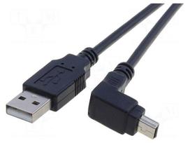 Cable | USB 2.0 | USB A plug,USB B mini plug angle | 1.8m | black