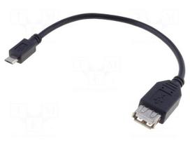 Cable | OTG,USB 2.0 | USB A socket,USB B micro plug | 0.2m | black